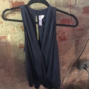 NWOT Francesca’s Alya Dark Slate Blue Cross Tank